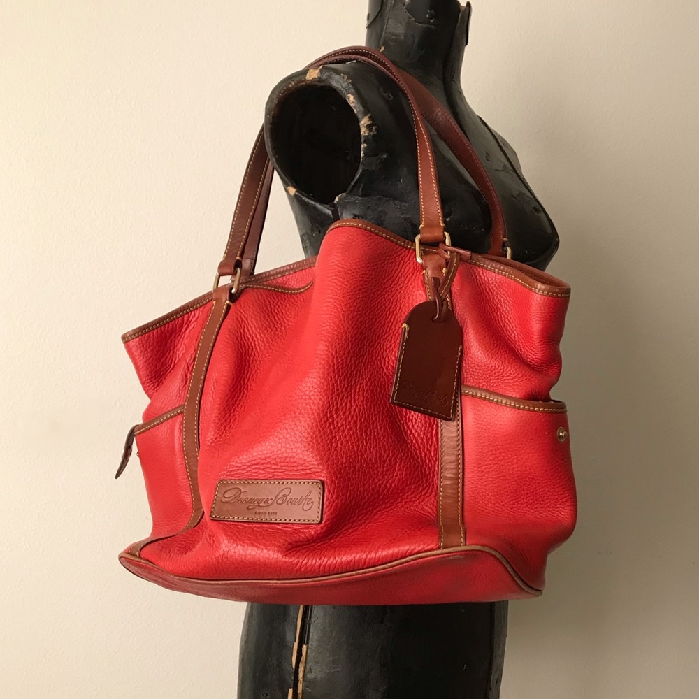 Dooney and Bourke Red Pebble Leather Tote Bag